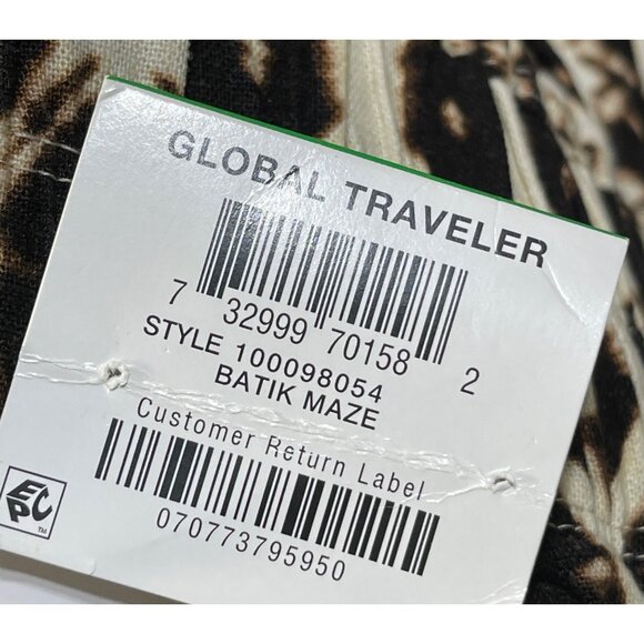 New INC Global Traveler Pants Wide Leg Size L Large Linen Blend Black Cream - Picture 4 of 10